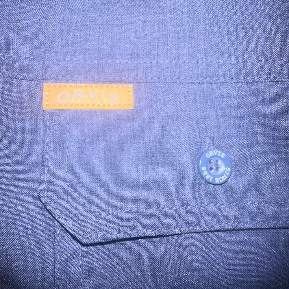Orvis Classic Collection Mens XL Blue Short Sleeve Button Down Chambray Shirt - Picture 2 of 6